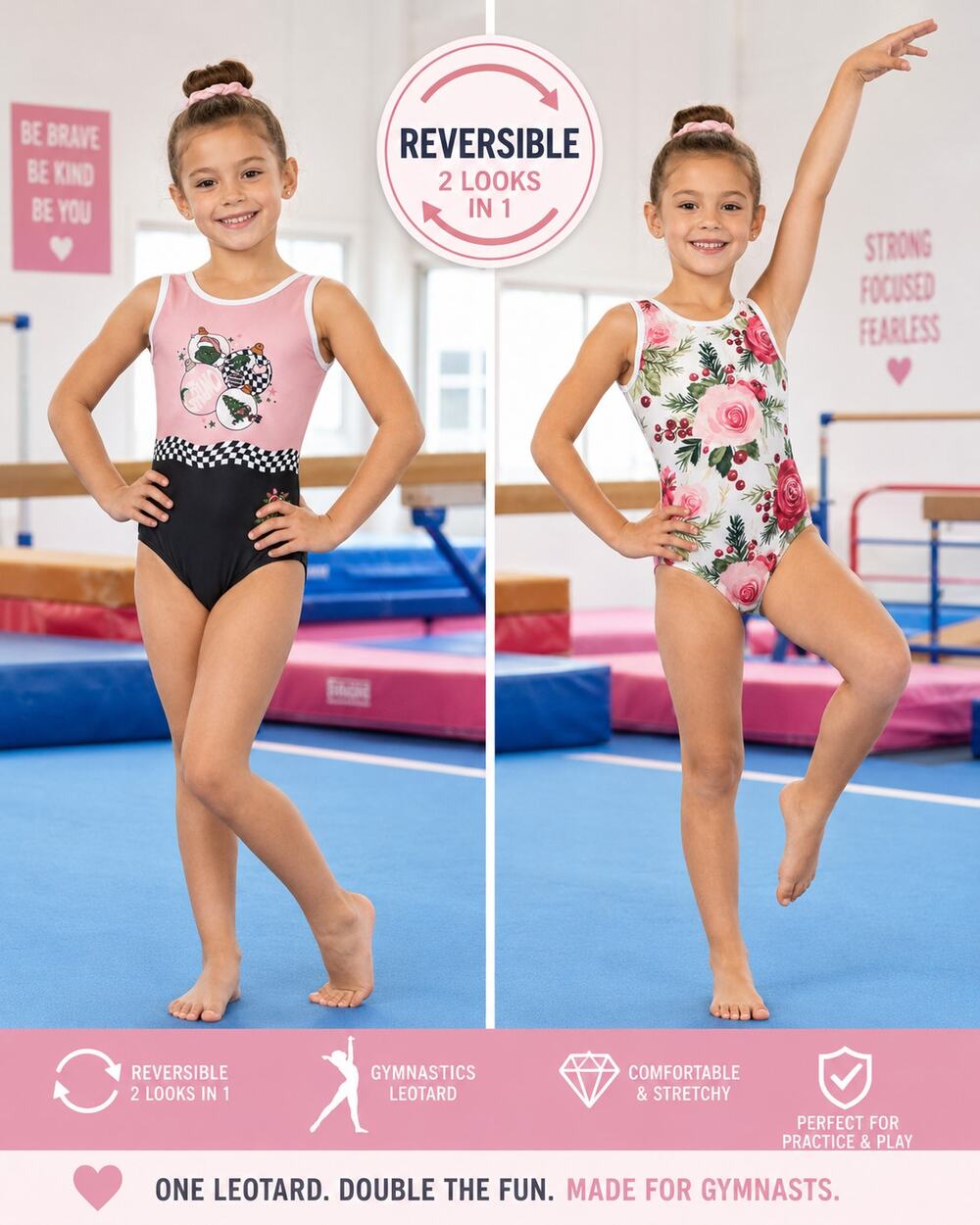 Cocovida Reversible Leotard Gymnastics The Grinch and Cranberries Holiday YXS
